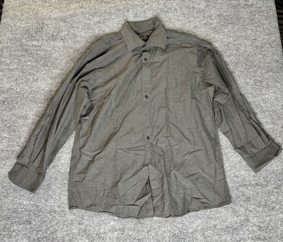 BCBGMAXAZRIA Other - BCBGMAXAZRIA Shirt Mens L Gray Pinstripe Long Sleeve Button Up Modern Fit